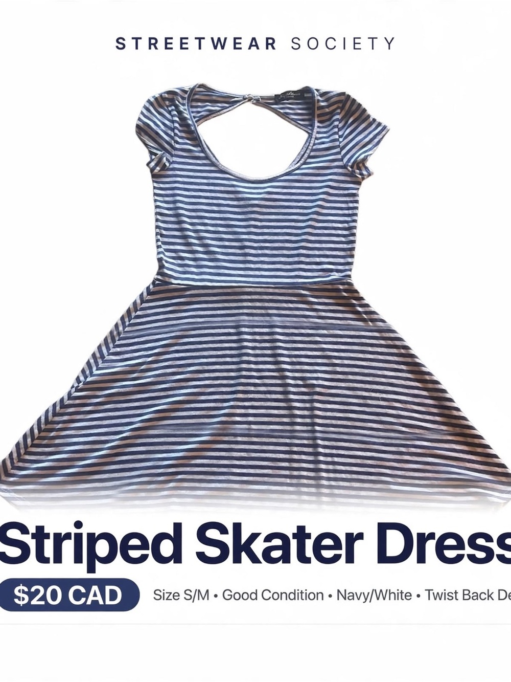 Streetwear Society Navy & White Striped Skater Dress